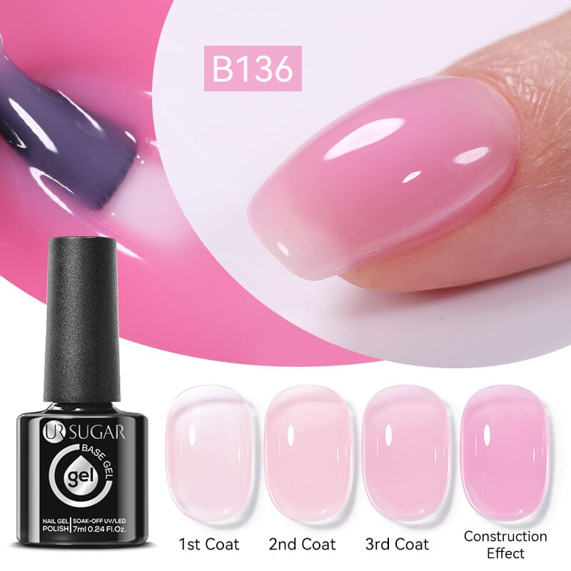 Jelly Rubber Base Gel URB136 - 7ml Nail Art Builder Gel for Strong Natural-Looking Nails - Perfect for DIY Manicures & Salon Nail Extensions