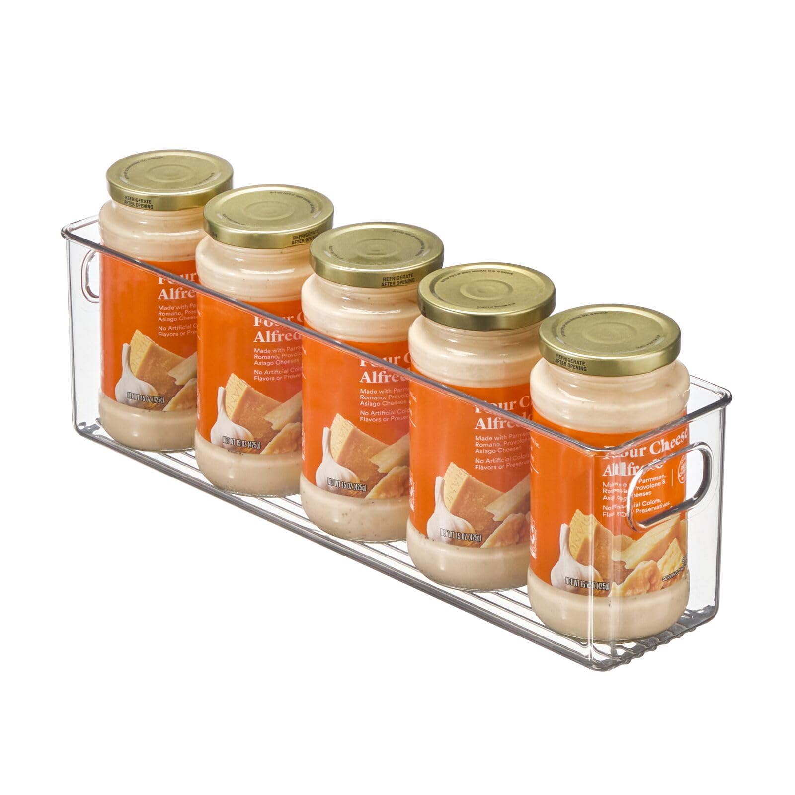 Plastic Kitchen Organizer Bin with Handles - 2 Pack for Pantry, Fridge & Cabinet Storage - Perfect for Canned Food & Snacks