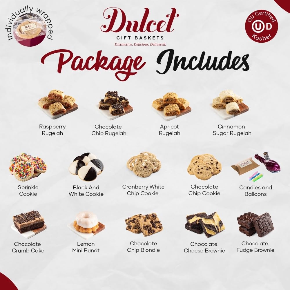 Gourmet Birthday Food Gift Baskets for Women, Men, Teens - Deluxe Snack Gift Box for Family, Friends & Relatives | Perfect for Celebrations, Office Gifts & Holiday Presents by Dulcet Gift Baskets