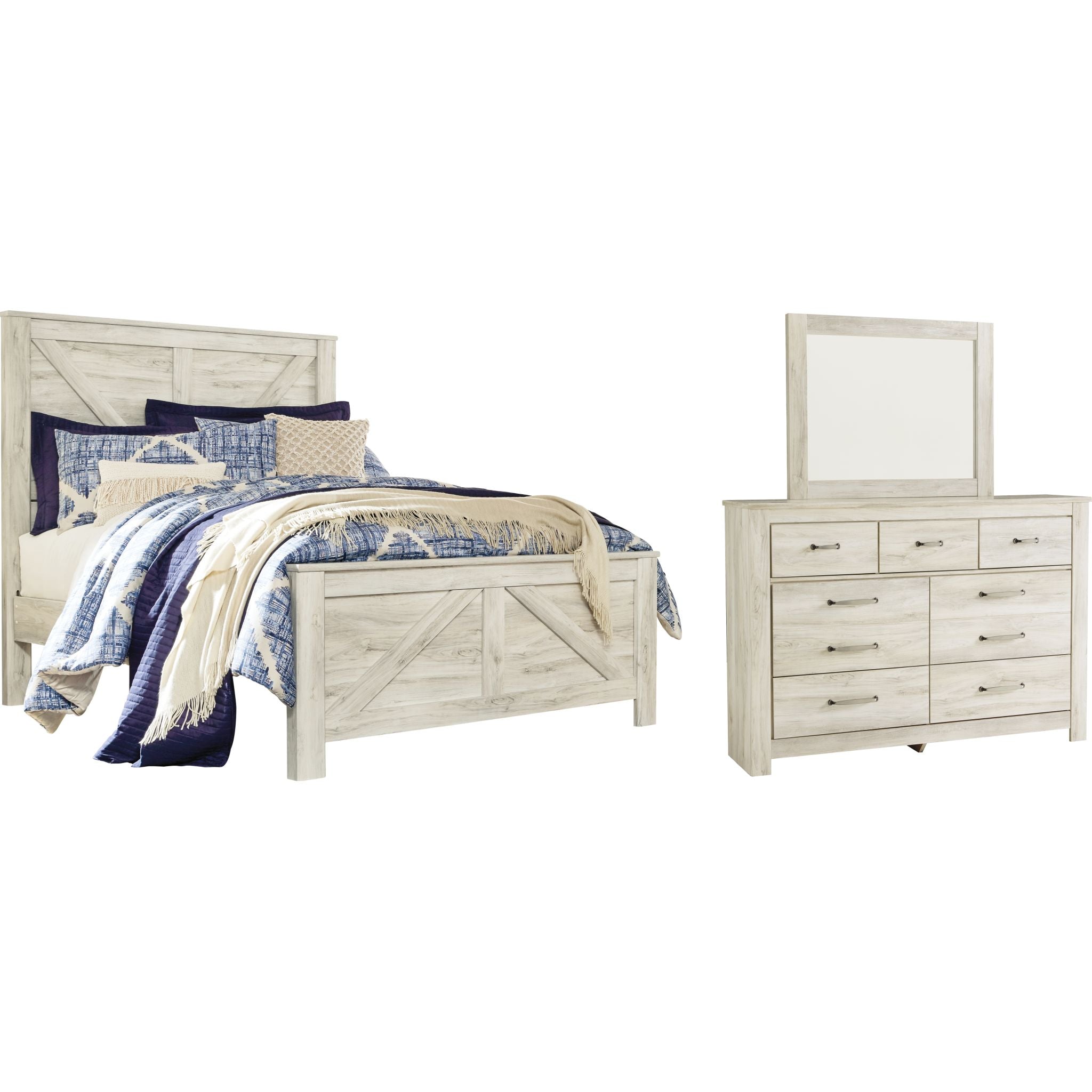 Bellaby 5-Piece Queen Size Bedroom Furniture Set - White Washed Finish for Modern Farmhouse Style | Perfect for Master Bedroom, Guest Room & Home Decor
