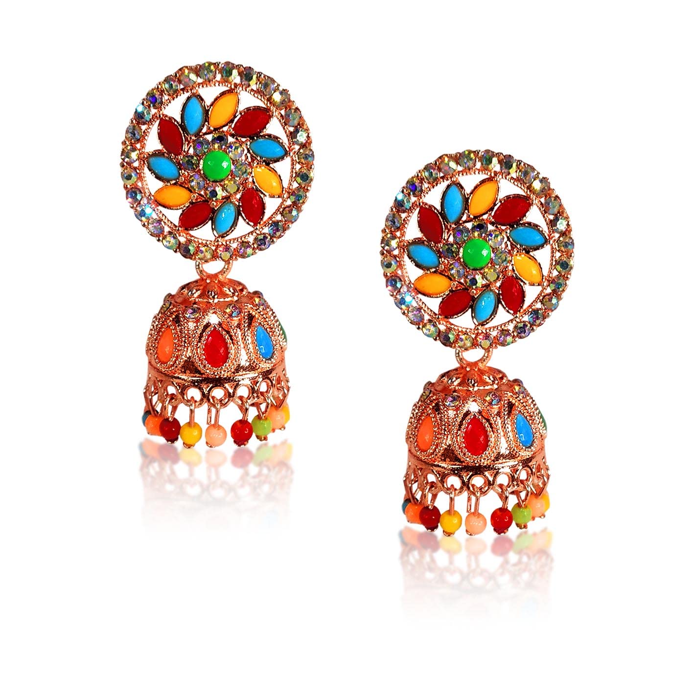 Stylish Traditional Ethnic Multicolor Oxidized Jhumka Earrings for Women & Girls | Latest Collection Metal Jhumki Dangler Earrings | Perfect for Weddings, Parties & Festive Occasions