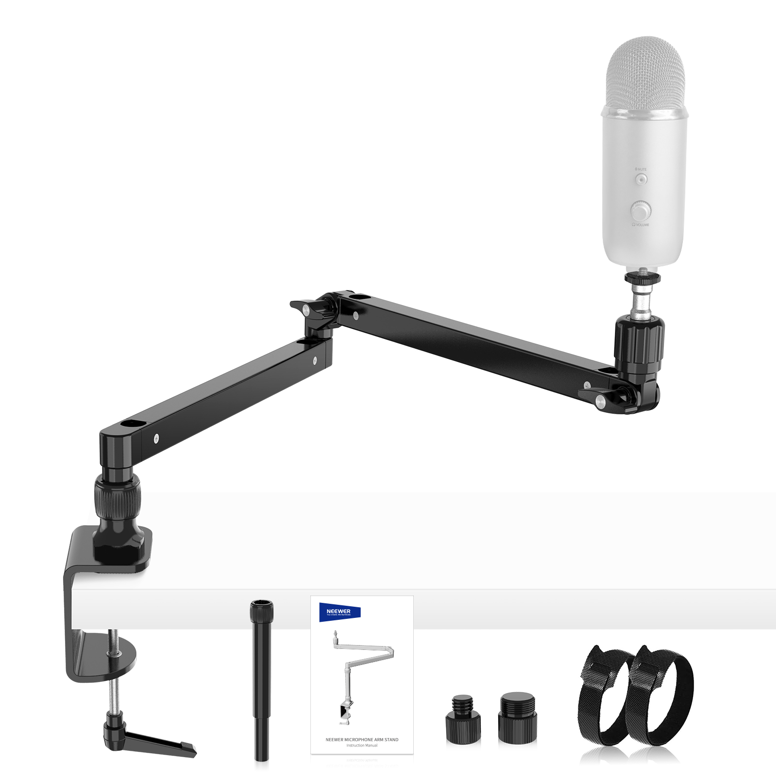 NEEWER MST002 Low Profile Microphone Arm Desk Mount with Damping - Perfect for Podcasting, Streaming & Home Studio Recording