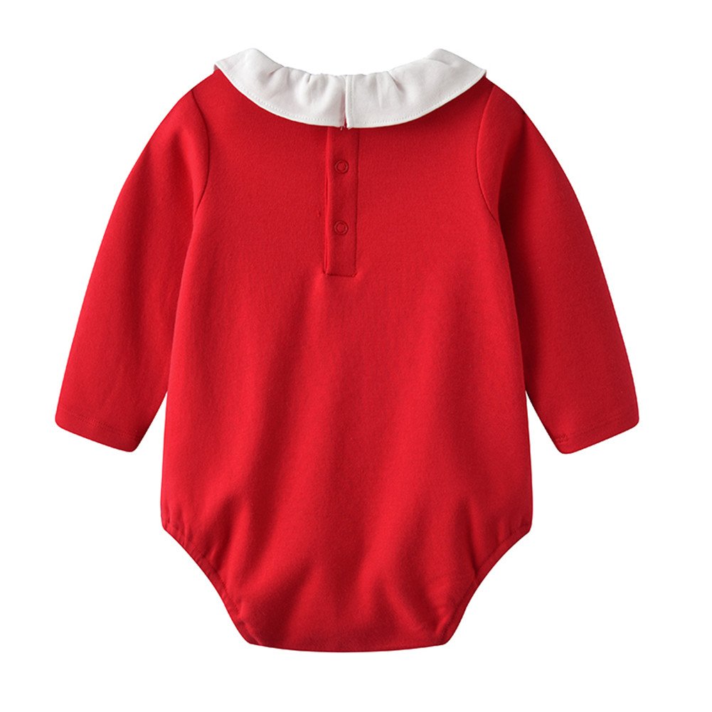 Newborn Baby Girls Clothes - Red Long Sleeve Bodysuit & Princess Romper Jumpsuit | Soft Cotton Infant Outfit for Photo Shoots, Parties & Daily Wear