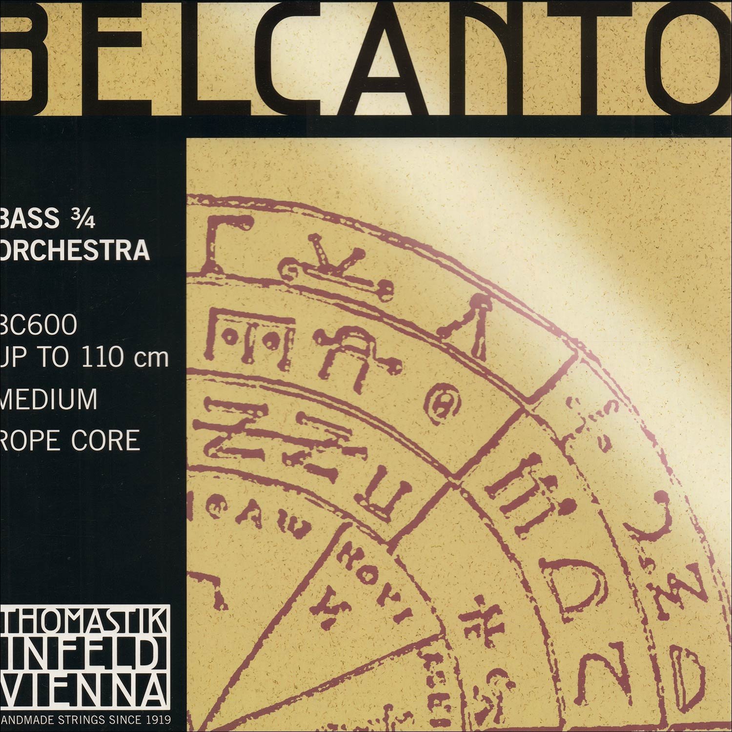 Thomastik Belcanto 3/4 Size Medium Gauge Bass Strings Set - Premium Orchestral Strings for Double Bass & Upright Bass - Perfect for Professional Musicians & Orchestra Performances