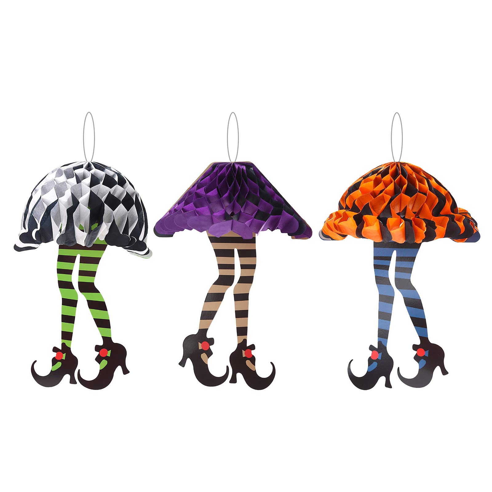 Halloween Witch Decor Set - 3 Pendant Gift with Solitaire Honeycomb Legs for Home, Party & Holiday Decoration | Perfect for Halloween Parties, Themed Events & Spooky Home Decor