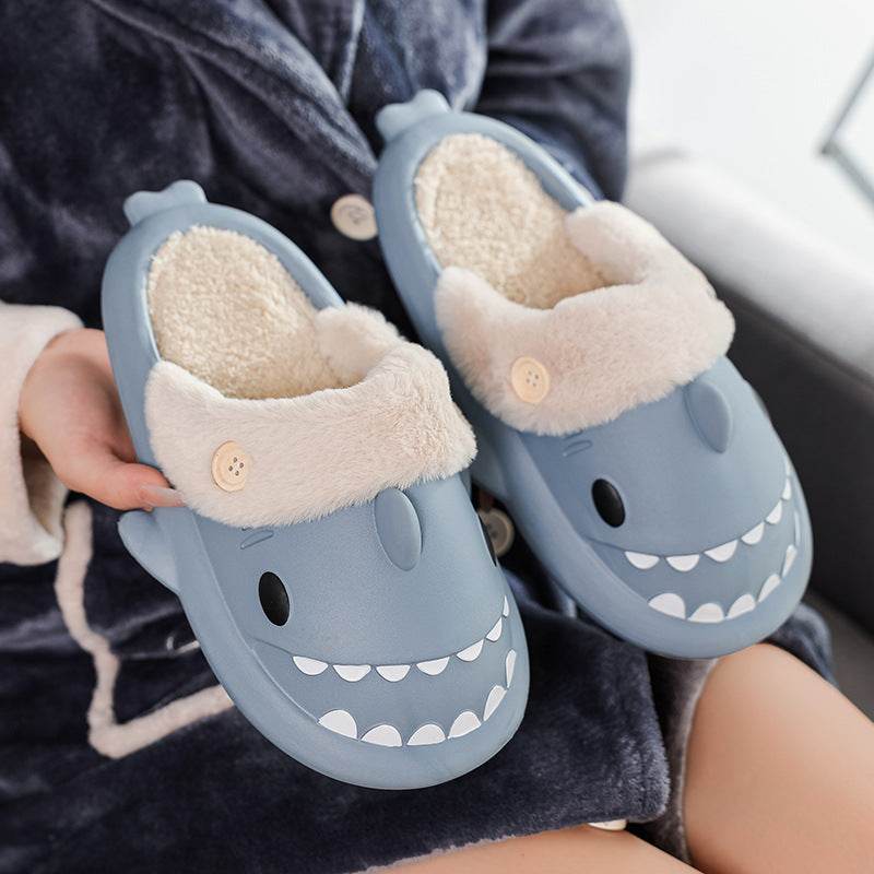 Kawaii Comfy Indoor Shark Slippers for Women & Men - Soft Plush House Shoes with Non-Slip Sole - Perfect for Home, Lounge, Dorm & Gift Giving