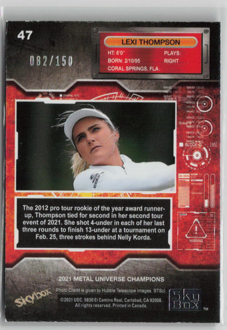 2021 Lexi Thompson Metal Universe Champions Precious Metal Gems #47/150 - Rare Trading Card for Sports Collectors & Card Game Enthusiasts