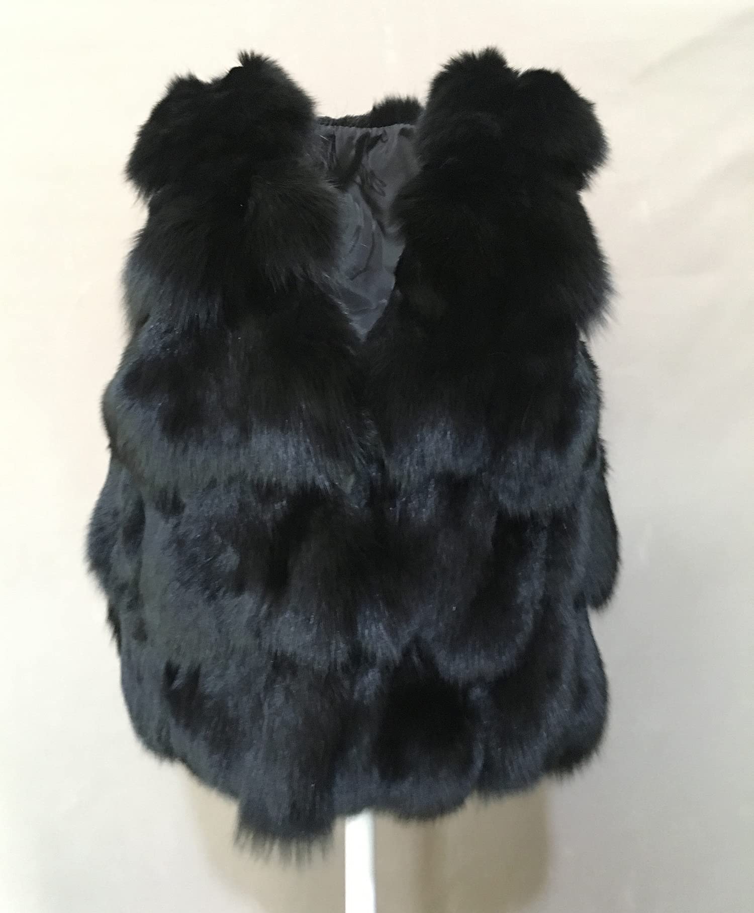 LVCOMEFF Women's Natural Fox Fur Vest - Fluffy Faux Fur Jacket for Plus Size - Winter Fashion Outerwear for Casual & Party Wear