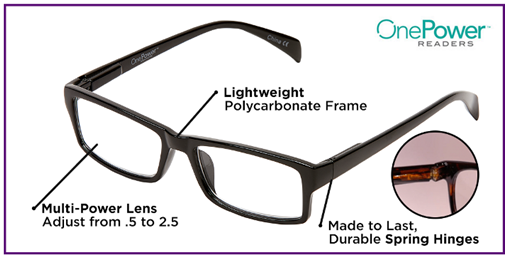 One Power Reading Glasses - Blue Light Blocking & Anti-Glare for Computer & Digital Screen Use - Perfect for Office, Reading & Gaming