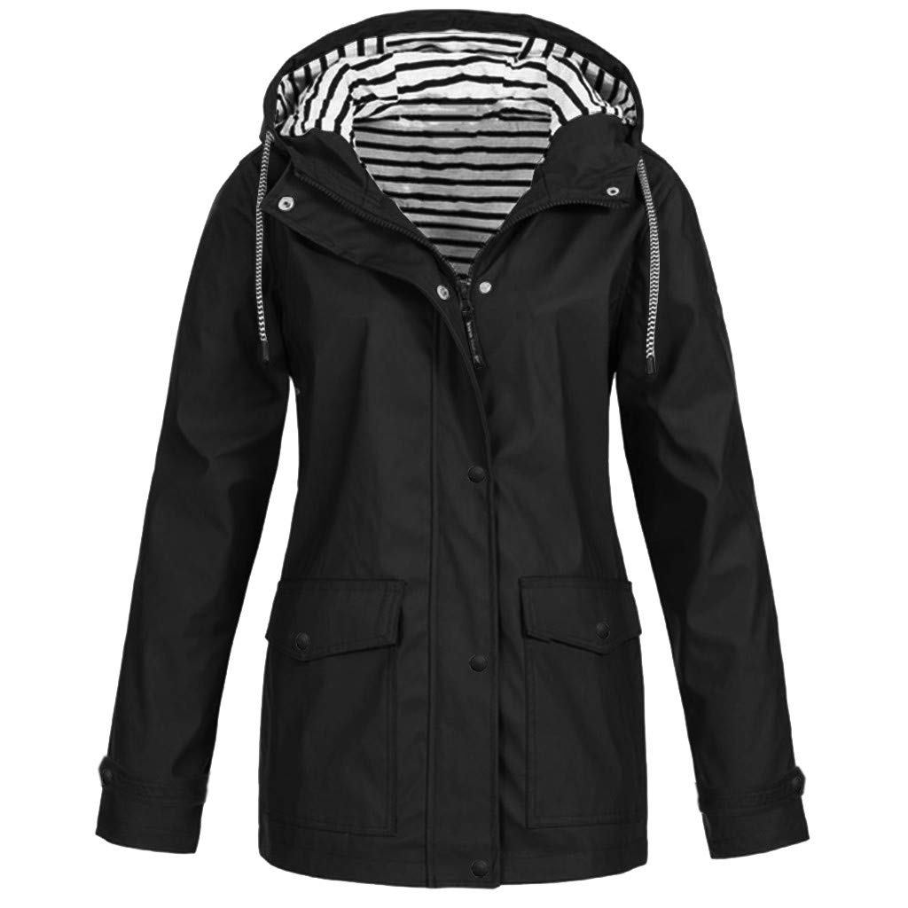 LEKODE Women's Windproof Jacket Hoodie - Casual Solid Color Tops with Pockets for Outdoor Hiking & Travel