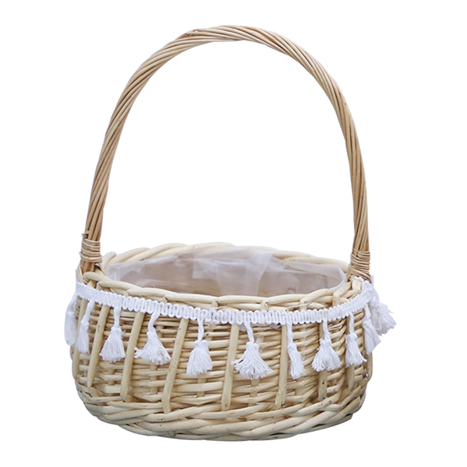 Colcolo Woven Storage Basket with Handles - Rustic Flower Girl Basket, Easter Decor, Flower Pot Holder - Perfect for Wedding Decorations, Home Organization & Seasonal Display