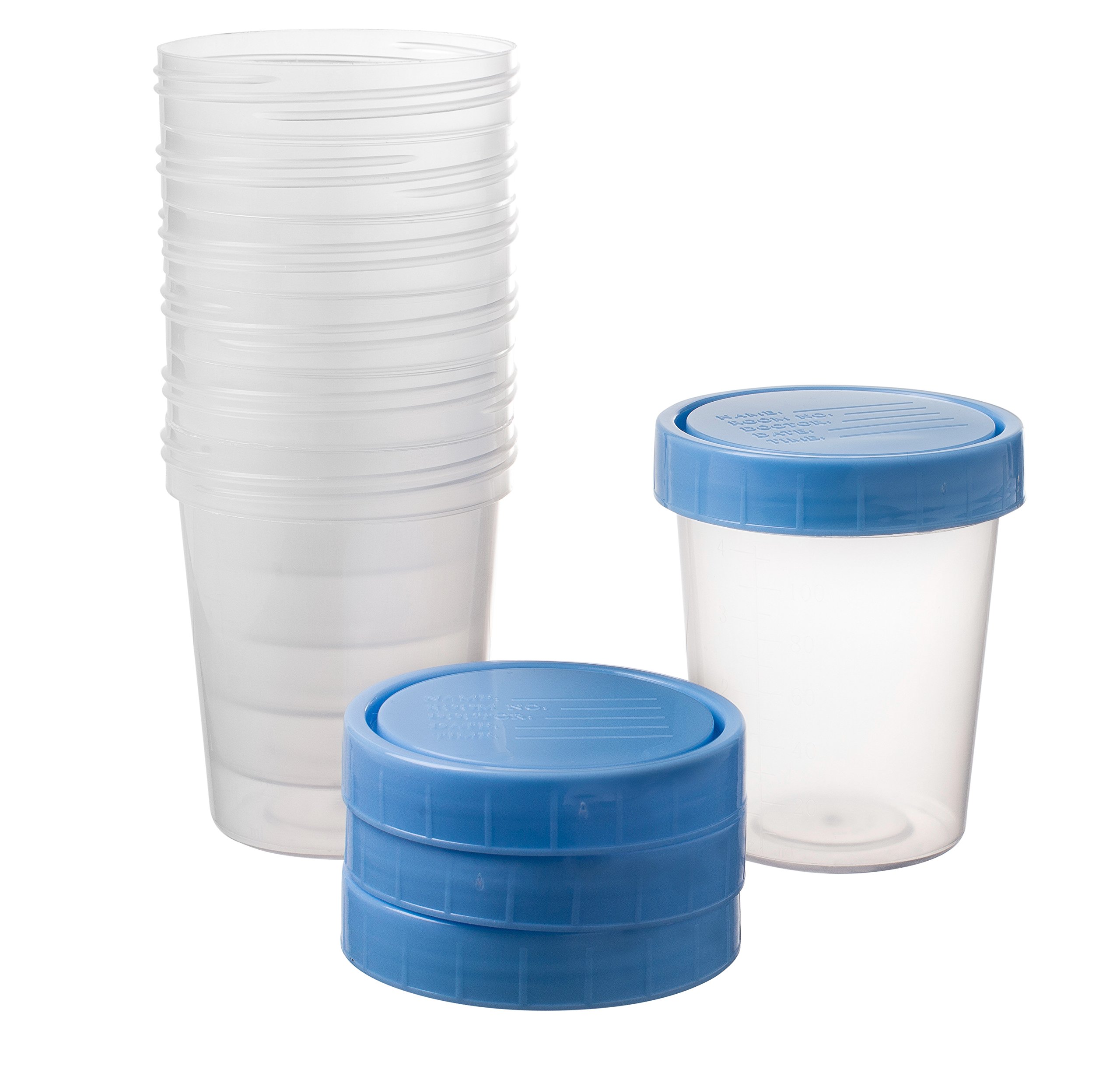 Leak-Proof 4oz Specimen Cups with Screw-On Lids - Pack of 25 Clear Non-Sterile Urine Sample Containers - Ideal for Medical Testing, Home Health Kits & Laboratory Use - Safe Collection for Urine, Stool & Semen Samples