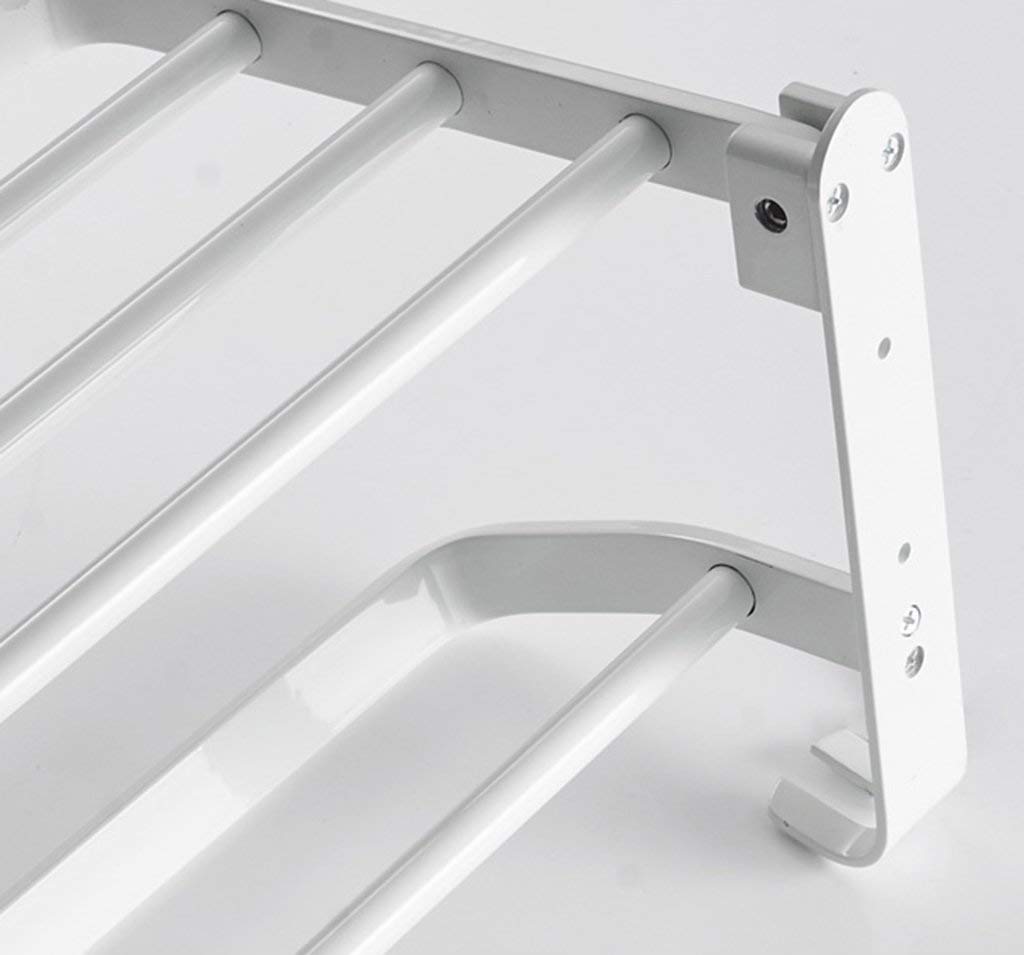 Heavy-Duty Aluminum Folding Shower Shelf - Modern Rectangular Bathroom Towel Rack with Hooks (23.6
