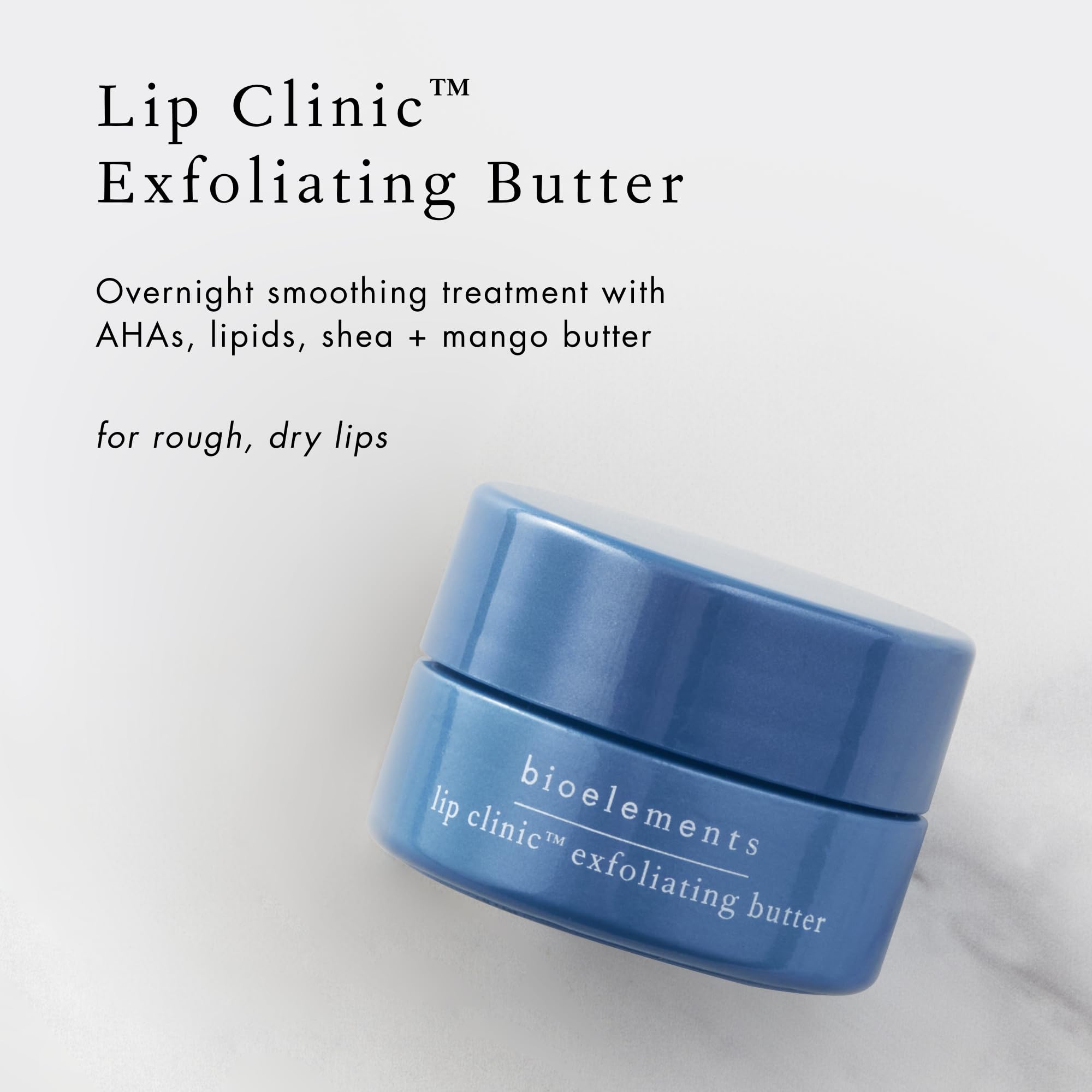Bioelements Lip Clinic Exfoliating Butter - 0.33 fl oz Overnight Lip Treatment with AHAs, Shea & Mango Butter - Vegan, Gluten-Free, Cruelty-Free - Perfect for Dry, Chapped Lips at Night