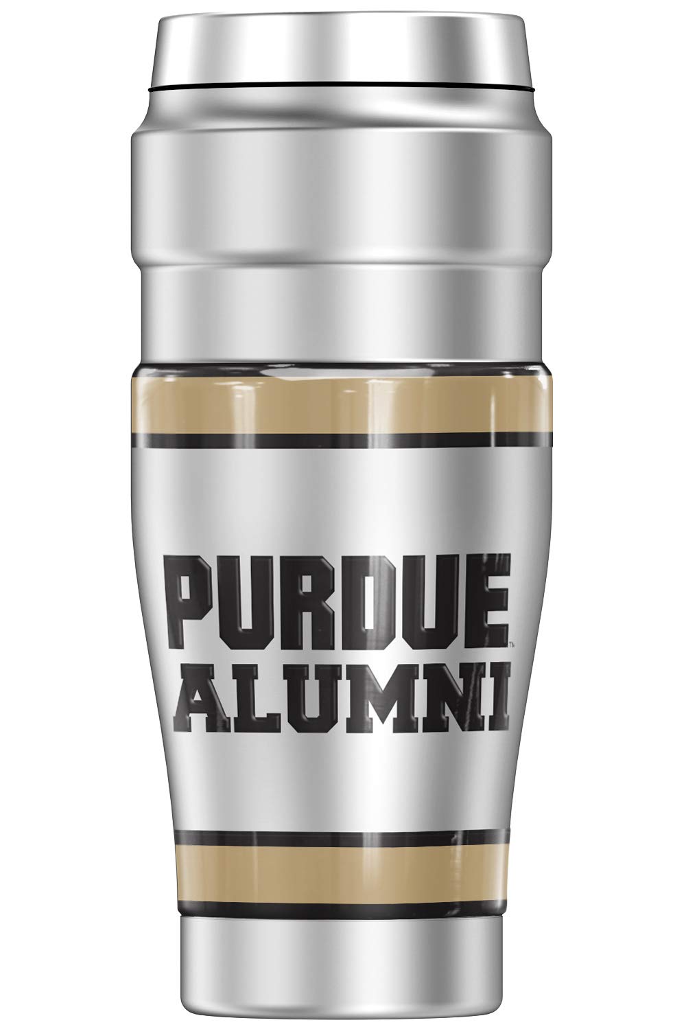 THERMOS Purdue University Alumni Stainless Steel Travel Tumbler - 16oz Vacuum Insulated Double Wall Mug for Hot & Cold Drinks - Perfect for Campus, Office, Commuting & Outdoor Adventures