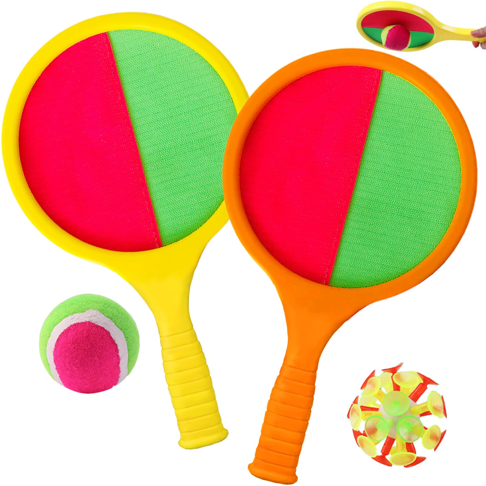 YOUYIKE Velcro Ball Catch Game Set for Kids - 2 Paddles & 2 Balls - Outdoor Beach Toys, Birthday Party Games, Backyard Fun Activities - Perfect for Family Bonding and Outdoor Play