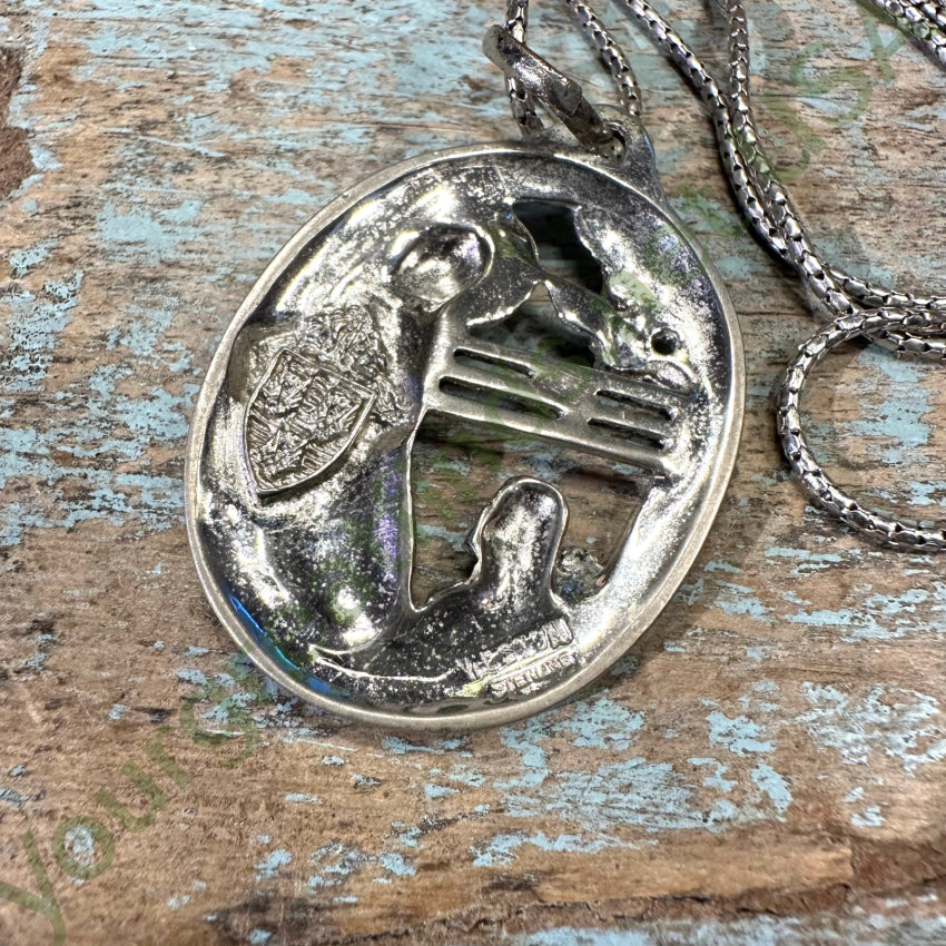 Vintage Large Sterling Silver Devotional Necklace - Religious Jewelry for Women - Perfect for Church, Weddings & Spiritual Occasions