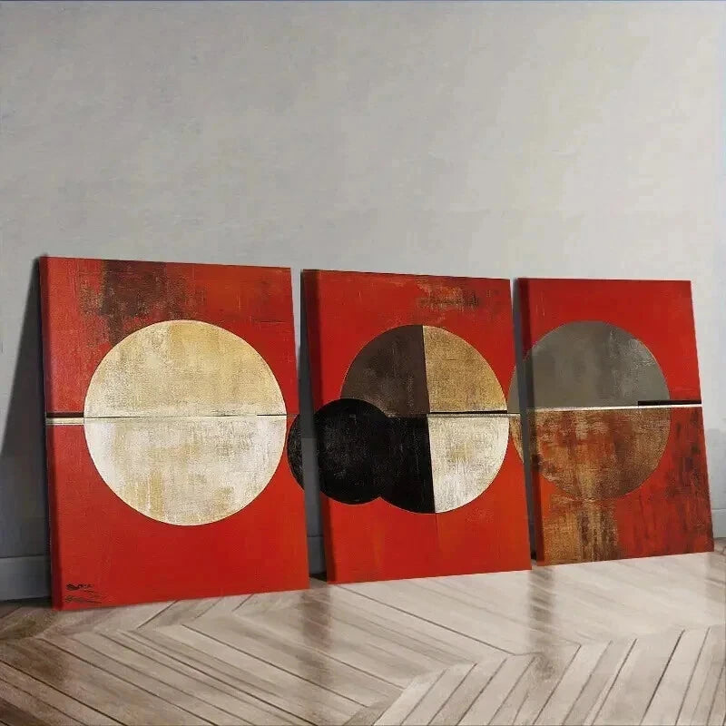3-Piece Abstract Circle and Ring Wall Art Set - Framed Canvas 50x70cm | High Quality Print | 100% Australian Made | Ready to Hang | Perfect for Living Room, Bedroom & Office Decor