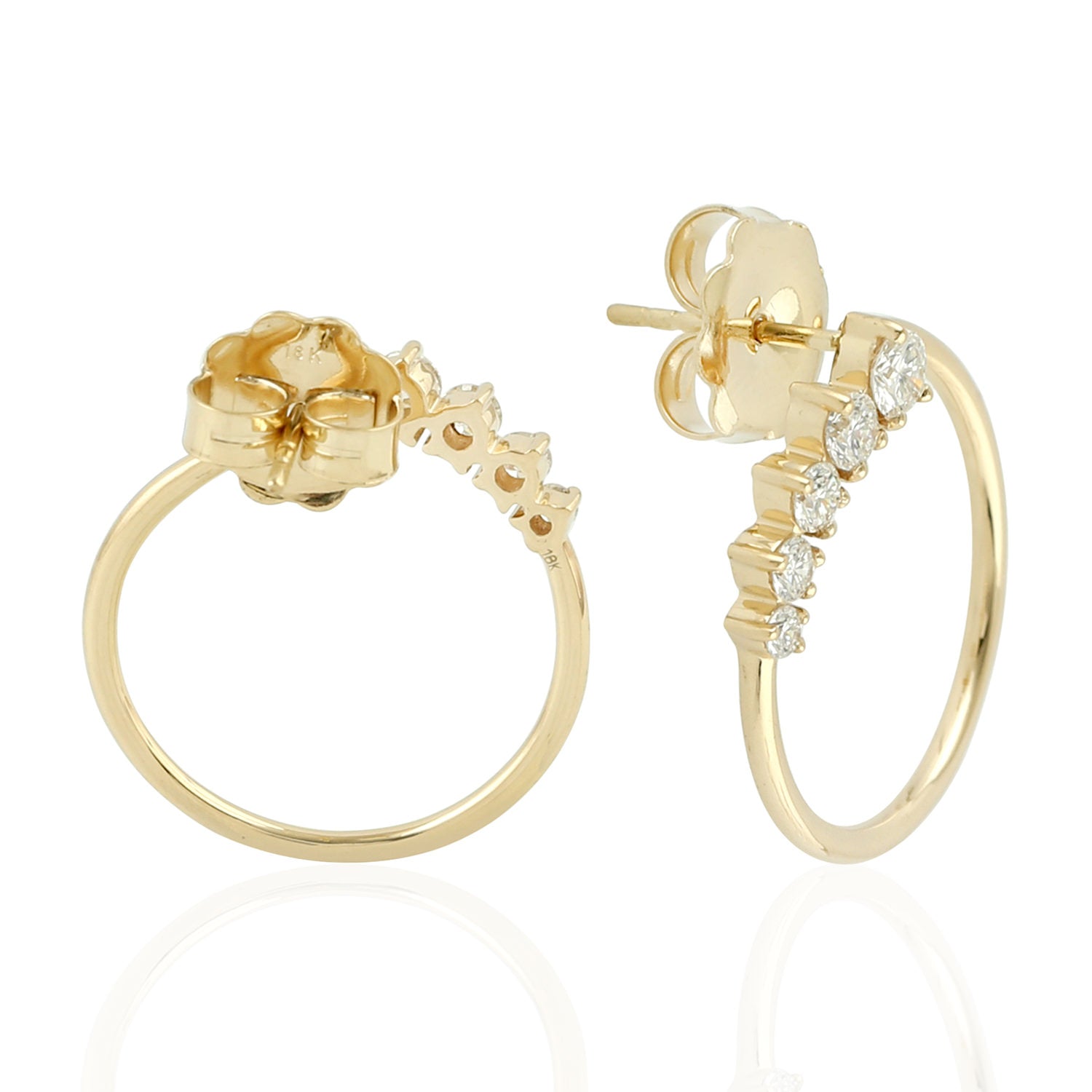 18K Yellow Gold Pave Diamond Front Hoop Earrings for Women - Elegant Everyday Jewelry Gift for Birthday, Anniversary & Special Occasions