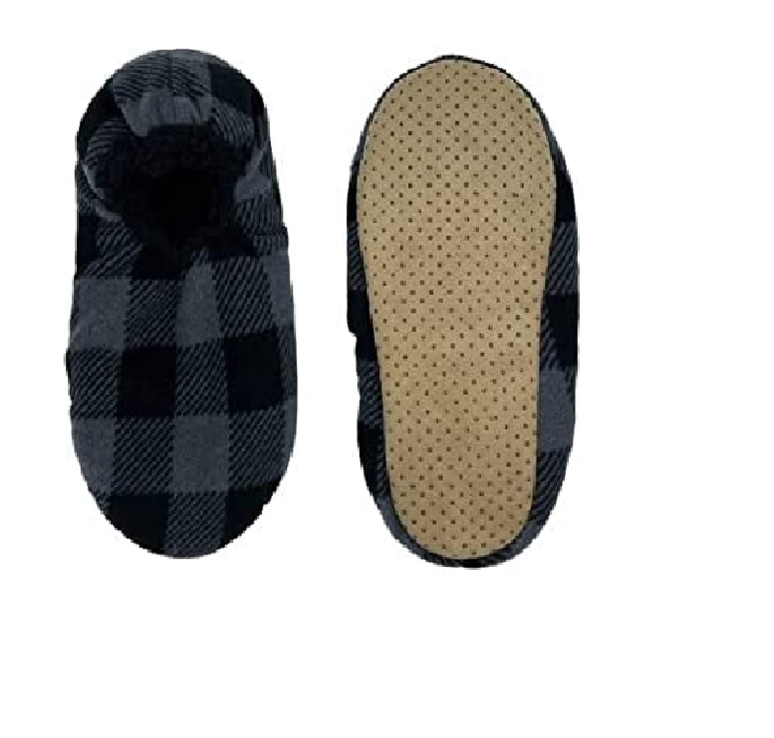 Fuzzy Babba Men's Plaid Camo Slipper Socks - Soft Warm House Socks for Indoor & Outdoor Wear (Black Plaid, M/L 7.5-9.5) - Perfect for Winter, Lounge & Home Comfort