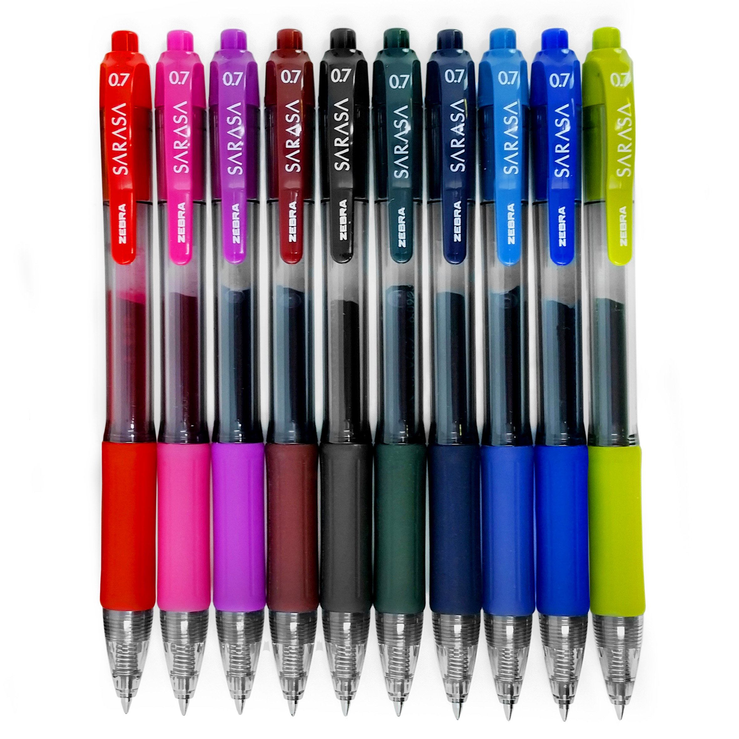 Zebra Sarasa Retractable Gel Pen Set - 0.7mm Medium Point, 10-Pack Assorted Fashion Colors - Smooth Writing for Office, School & Journaling