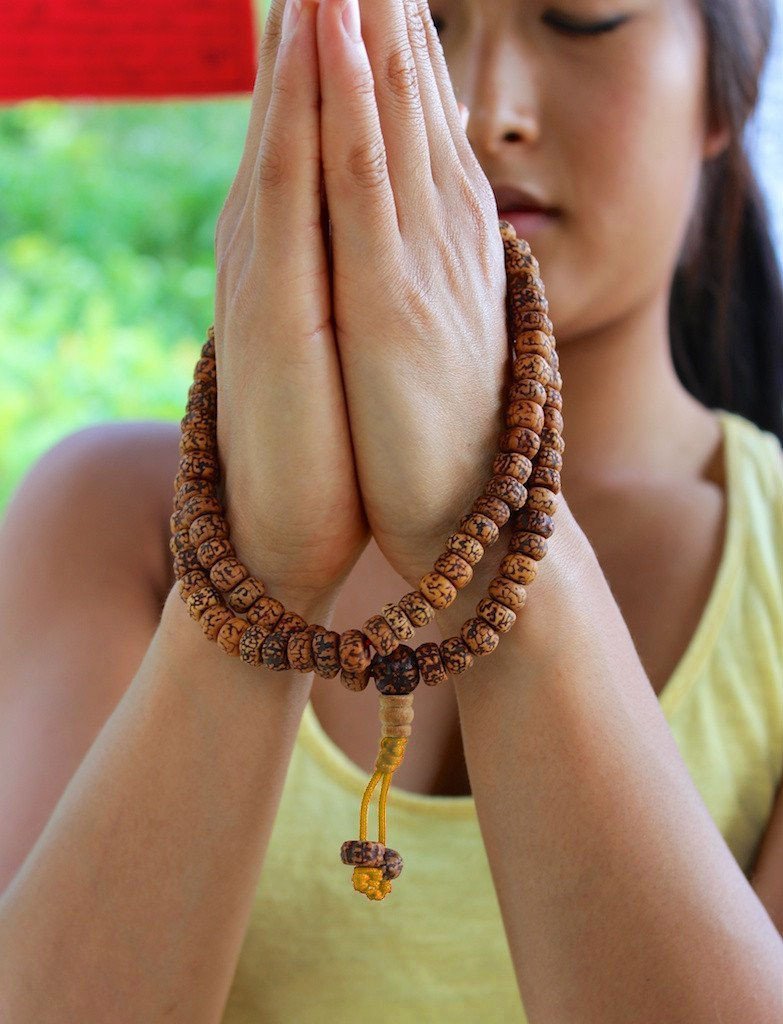 108 Bead 7mm Rudraksha Tibetan Mala Prayer Necklace - Meditation, Yoga & Spiritual Healing Accessory for Stress Relief & Positive Energy