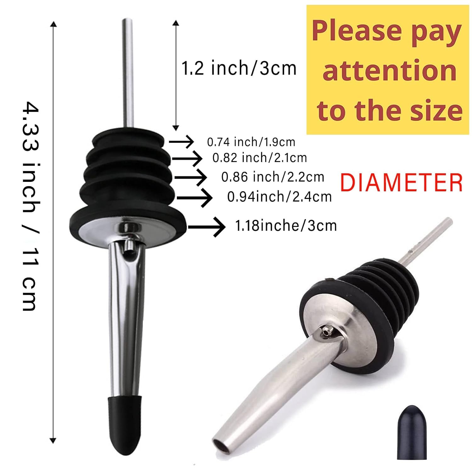 Premium Olive Oil Liquor Wine Free Flow Dispensers Caps - 2 Pack with Black Dust Cover - Perfect for Restaurants, Bars, Hotels & Home Kitchens - Ideal for Easy Pouring of Olive Oil, Liquor, Wine and Spirits