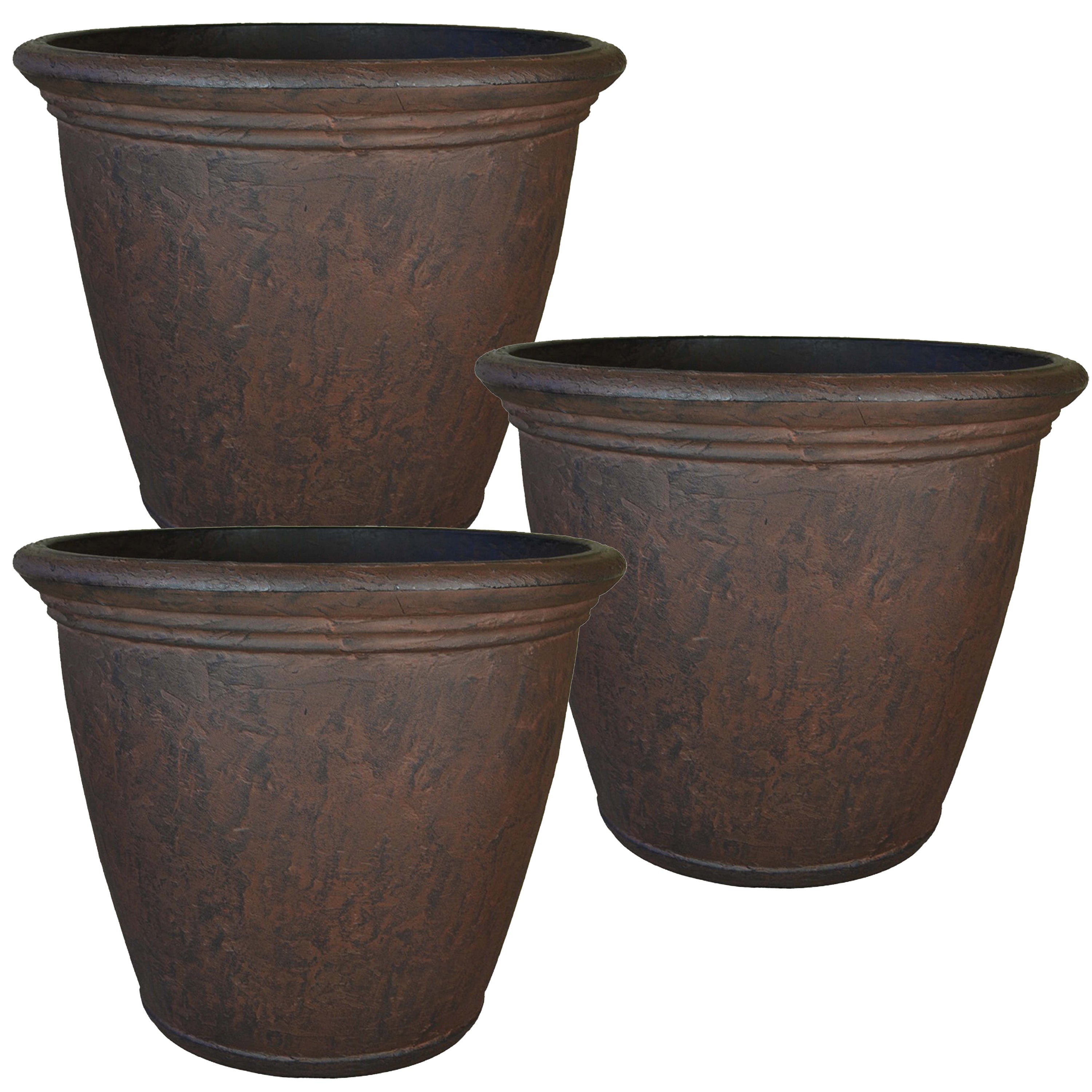 Sunnydaze Anjelica Polyresin Outdoor Flower Pot Planter - Durable Garden Decor for Patio, Balcony & Yard - Perfect for Flowers, Plants & Home Landscaping