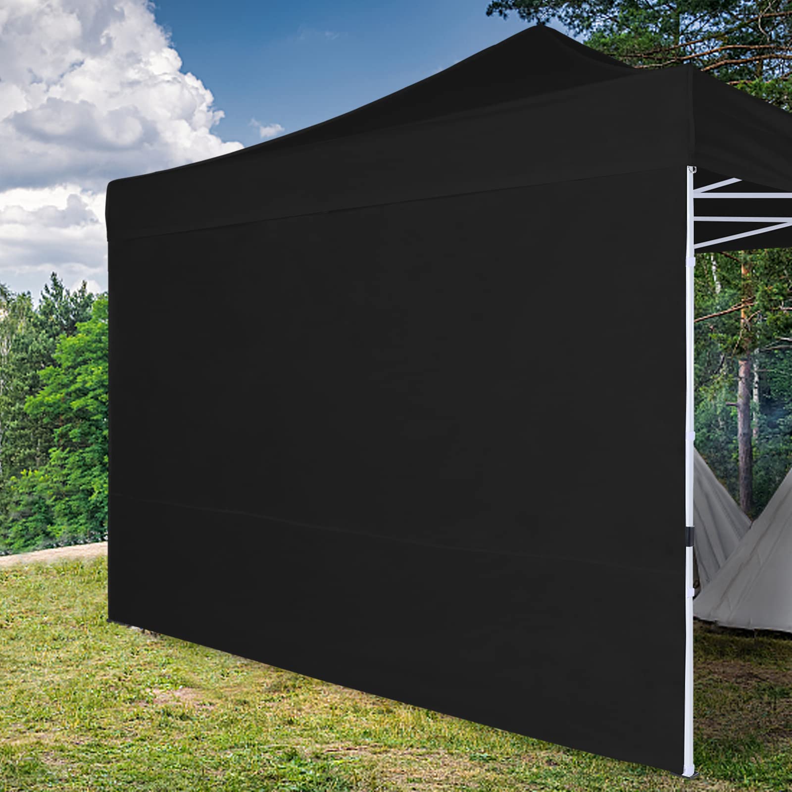 COOSHADE Instant Canopy SunWall 12x12 FT - Pop Up Canopy Tent Side Wall (1 Pack, Black) - Perfect for Outdoor Events, Beach Parties & Camping Shade Protection