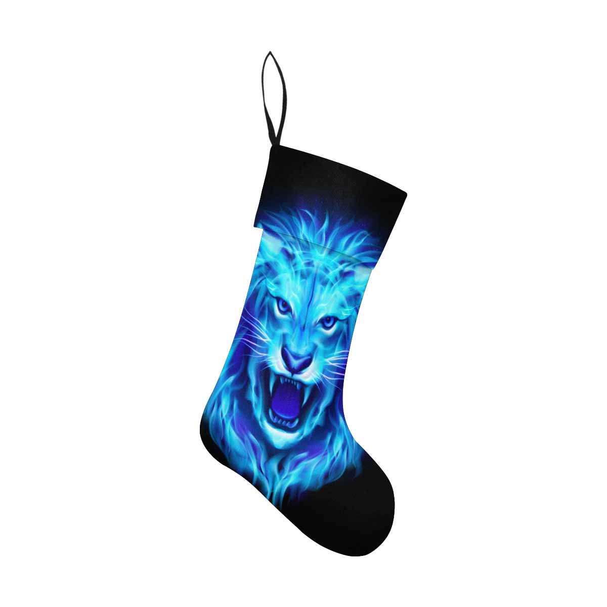 Aggressive Blue Fire Lion Print Christmas Stockings - Classic Holiday Decor for Fireplace, Gifts & Festive Home Decor