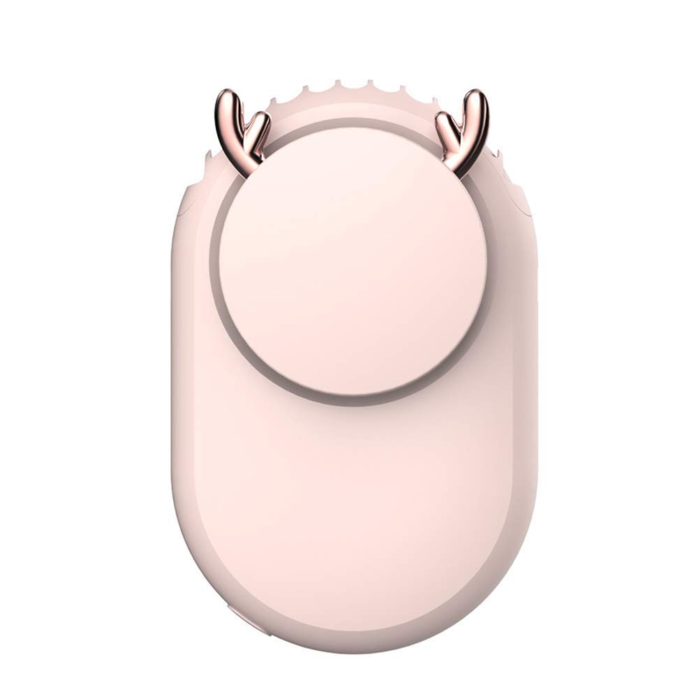1PCS Mini Handheld Fan - Portable USB Rechargeable Personal Cooling Fan with Deer Ear Design, 3 Speed Adjustable & Silent Operation, Hanging Neck Lanyard - Perfect for Travel, Office, Outdoor & Summer Use (Pink)