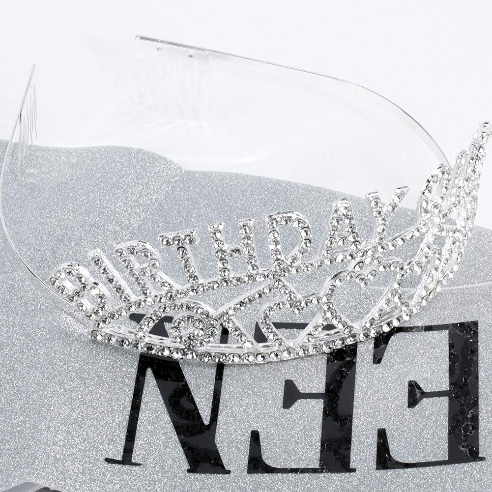 COCIDE Girls Birthday Sash & Women's Tiara Crown Set - Rhinestone Headband, Crystal Hair Accessories for Birthday Parties, Cake Toppers & Special Occasions | Perfect Gift for Her, Bridal Shower & Princess-Themed Events