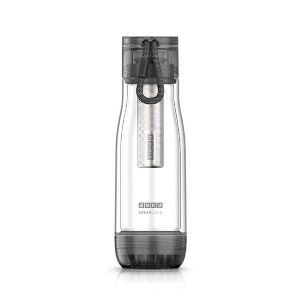 Premium Glass Core Bottle with Tea Infuser - BPA-Free Leak-Proof Water Bottle for Iced Tea, Cold Brew & Herbal Infusions - Perfect for Office, Gym & Outdoor Activities