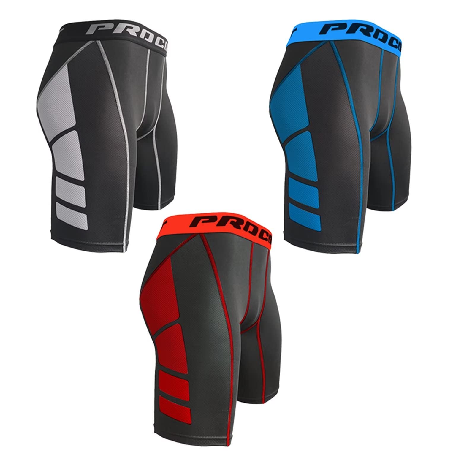3 Pcs Men's Performance Compression Base Layer Shorts - Moisture Wicking Athletic Underwear for Running, Workout & Sports | Stay Cool & Comfortable During Intense Training