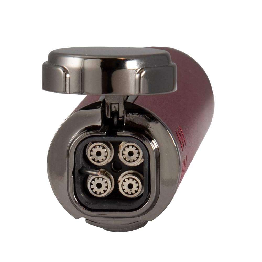Vertigo Eloquence Quadruple Torch Lighter - Windproof Butane Lighter with Adjustable Flame (Red) - Perfect for Cigars, Camping, BBQ & Outdoor Adventures