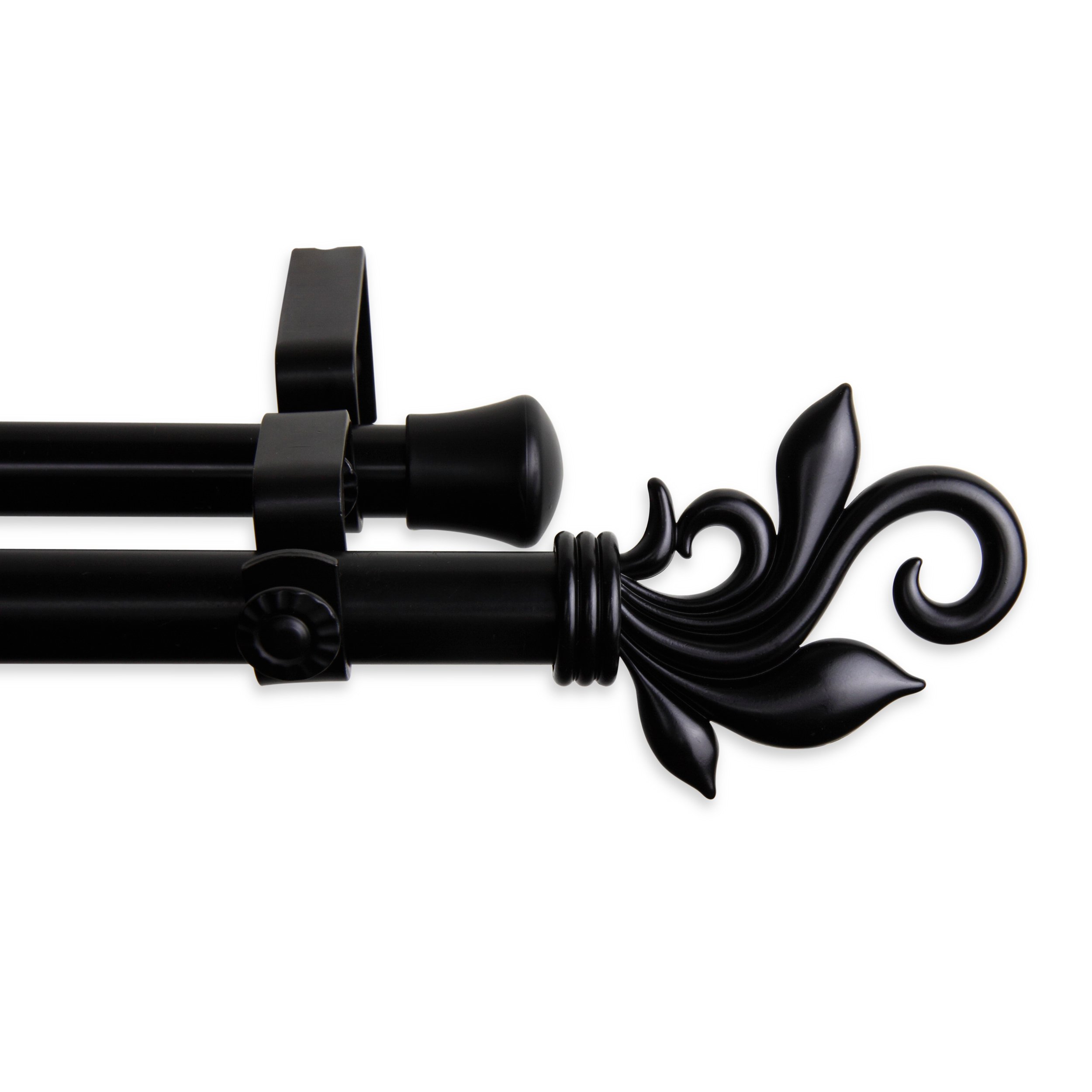 Quinn Double Curtain Rod 120-170 Inch Black | A&F Rod Decor | Heavy Duty Window Treatment for Living Room & Bedroom