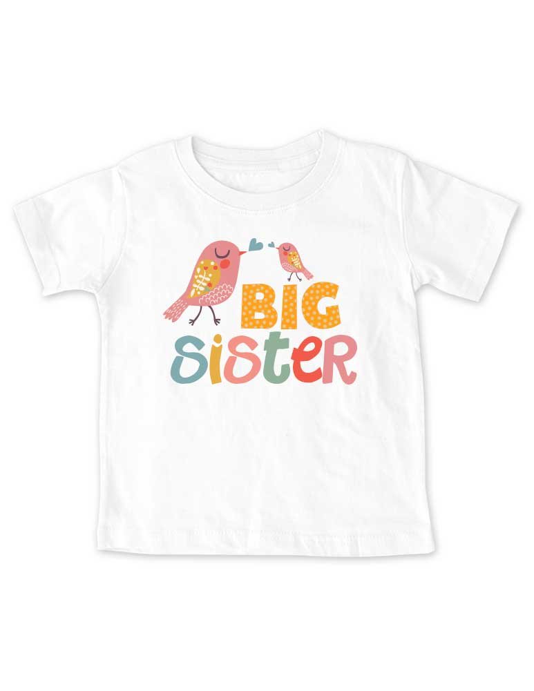 Big Sister Birds Design Toddler Shirt - Cute Baby Birth & Pregnancy Announcement Outfit for Girls - Perfect for Gender Reveal, Newborn Photo Shoots & Sibling Announcements