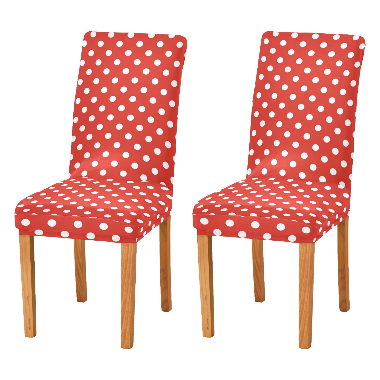 White Polka Dot Stretch Chair Covers for Dining & Office - ALZA