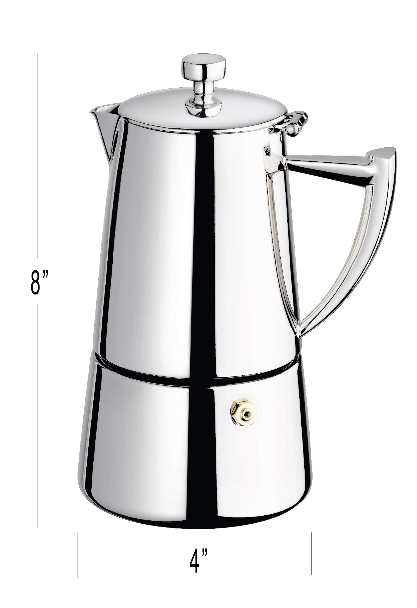 Cuisinox Roma 6-Cup Stainless Steel Stovetop Moka Pot - Italian Espresso Maker for Home & Office - Perfect for Brewing Rich Coffee on Gas, Electric & Induction Stoves