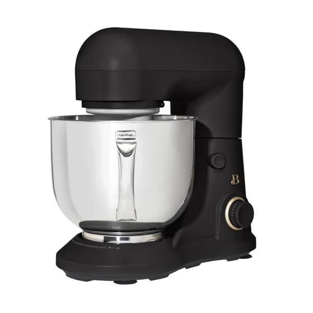 **Drew Barrymore 5.3 Qt Stand Mixer with Tilt-Head – Lightweight, Powerful 300W Motor, 12 Speed Settings – Includes Beater, Whisk, Dough Hook & Splash Guard – Perfect for Baking Cakes, Cookies & Bread (Black Sesame)**
