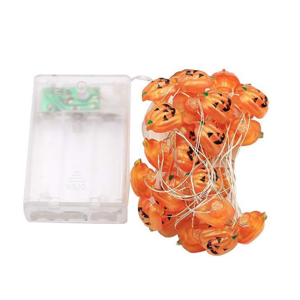 Pomobie Mini LED String Lights - Halloween Pumpkin Shaped Battery Operated Copper Wire Fairy Lights (50 Lights, Yellow) for Home Decor, Parties, and Outdoor Events