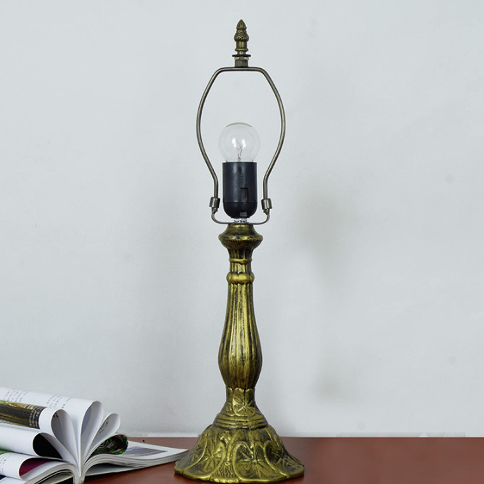 12 Inch Tiffany Desk Lamp - Mediterranean Style Stained Glass Lampshade, Large Luxurious Bedside & Reading Light for Living Room, Bedroom, Farmhouse - Perfect for Home Office, Study, Dorm & Nightstand Lighting