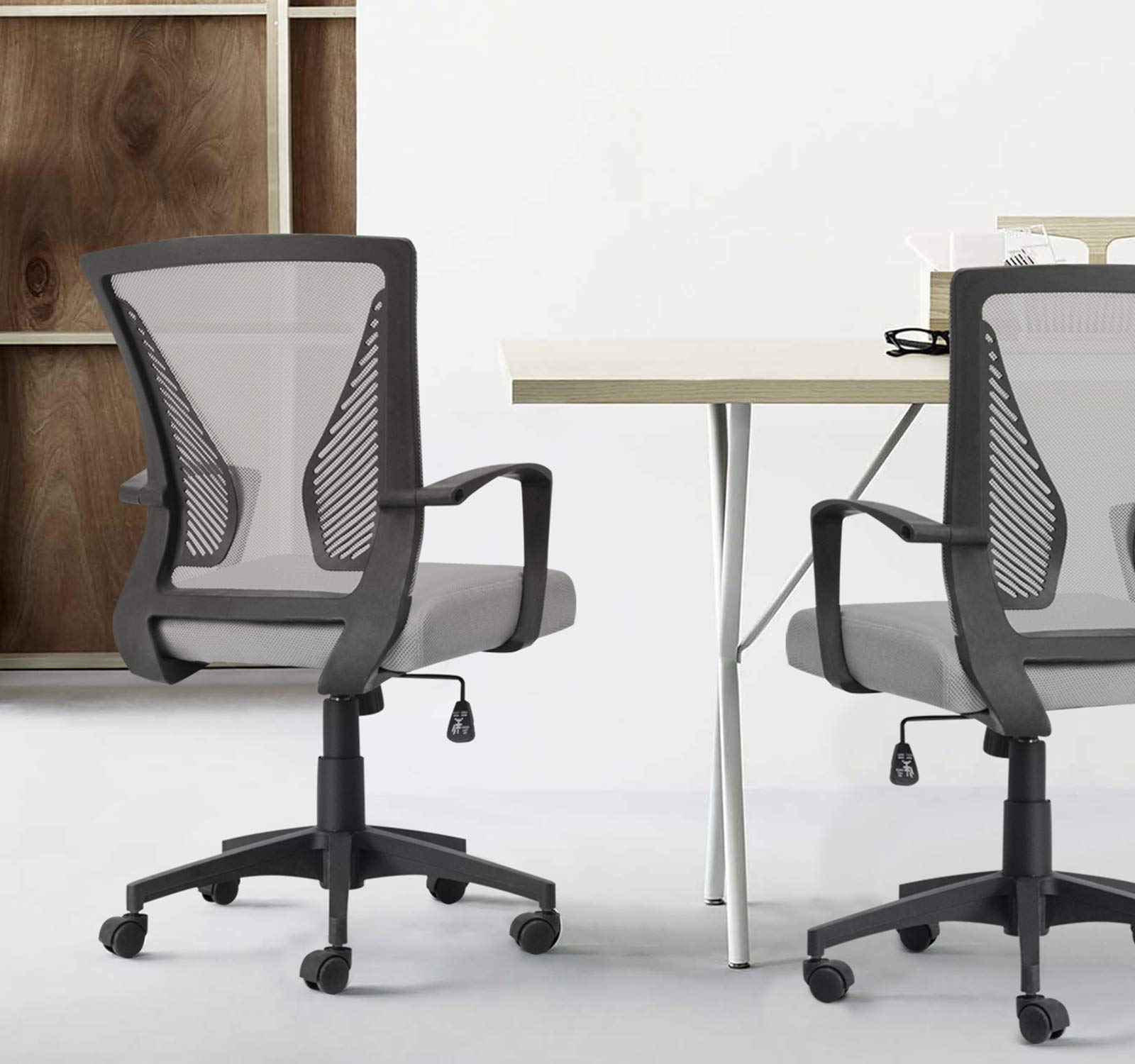 VICTONE Ergonomic Mesh Office Chair with Lumbar Support - Mid Back Swivel Task Chair for Home Office, Computer Desk - Adjustable Height & Breathable Mesh (Gray) - Perfect for Long Hours of Work & Gaming