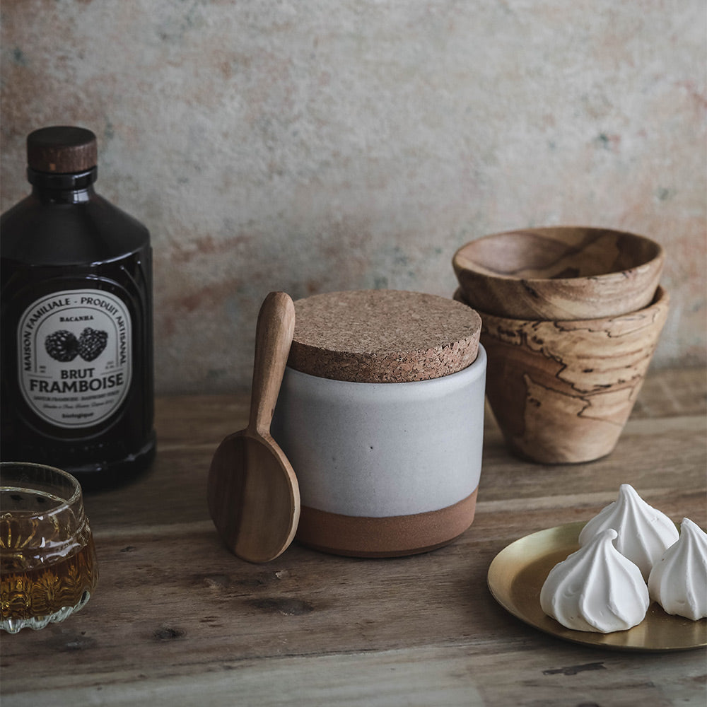 Ceramic Storage Jar with Natural Cork Lid - Perfect for Kitchen Pantry, Bathroom Organization & DIY Crafts