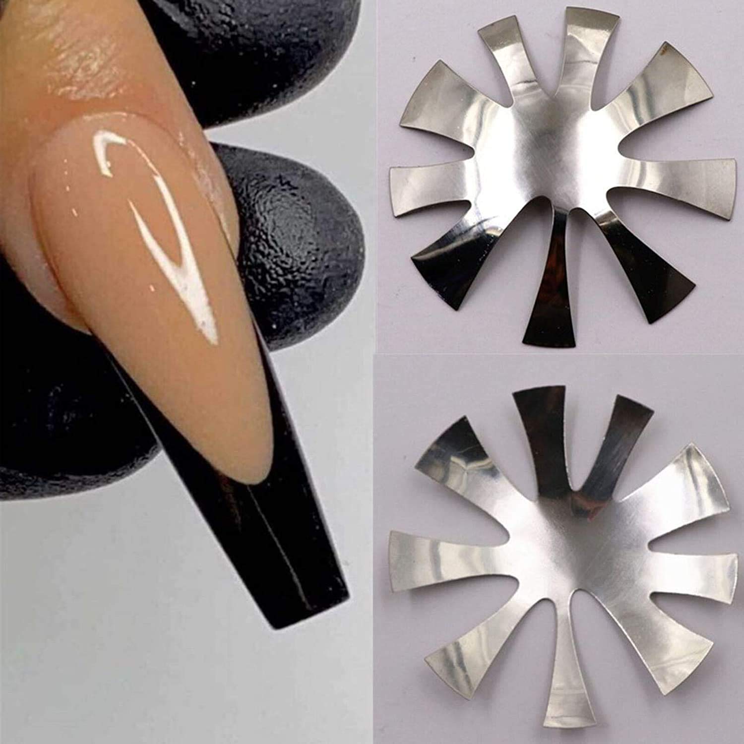 Professional Stainless Steel French Manicure Nail Cutter Plate - Acrylic Nail Art Tool Kit for Edge Trimming & Perfect Shaping (1pc, Dazzling) - Salon Quality DIY Nail Care at Home