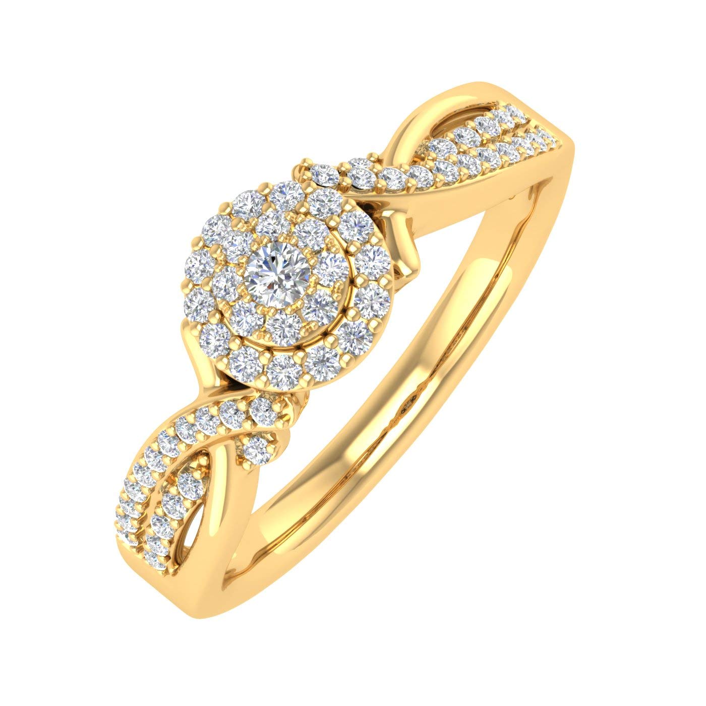 1/4 Carat Round Diamond Engagement Ring for Women - 10K Gold Solitaire Wedding Band, Promise Ring, Anniversary Gift for Her - Perfect for Proposals, Valentine's Day & Special Occasions