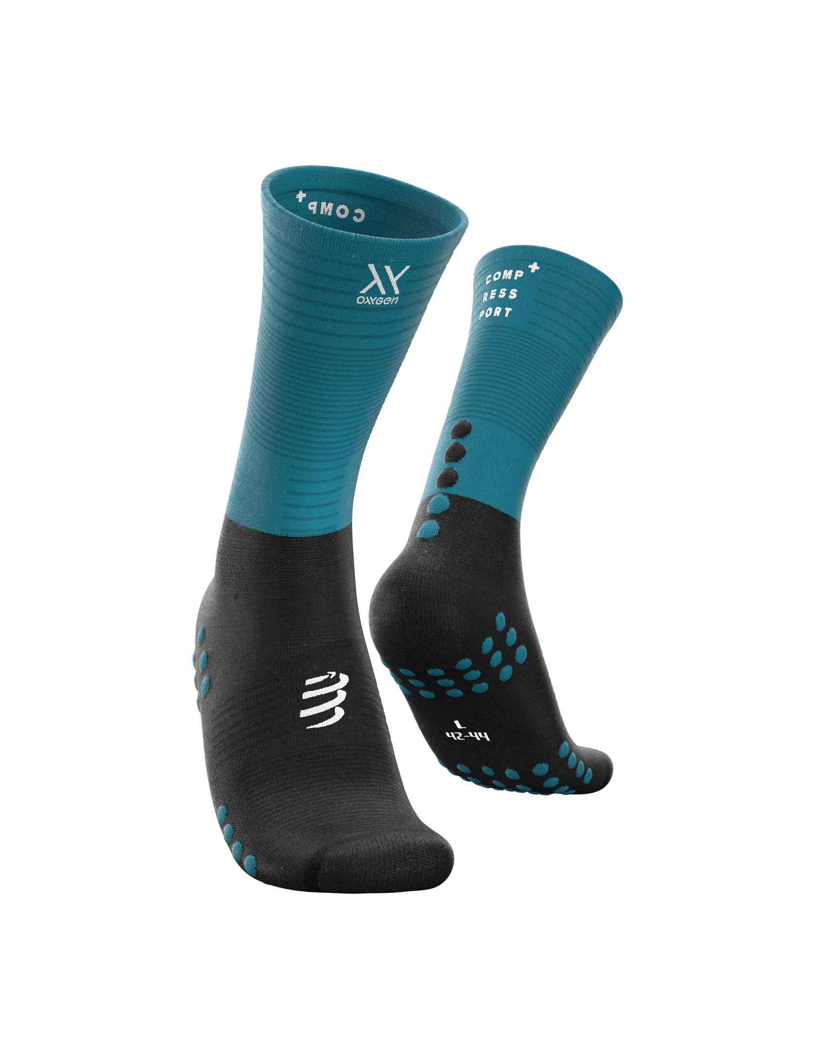 Compressport Mid Compression Socks for Men & Women - Performance Running, Hiking & Recovery Socks - Mosaic Blue/Black (XU00005B5028) - Ideal for Marathon Training, Travel & Varicose Vein Relief