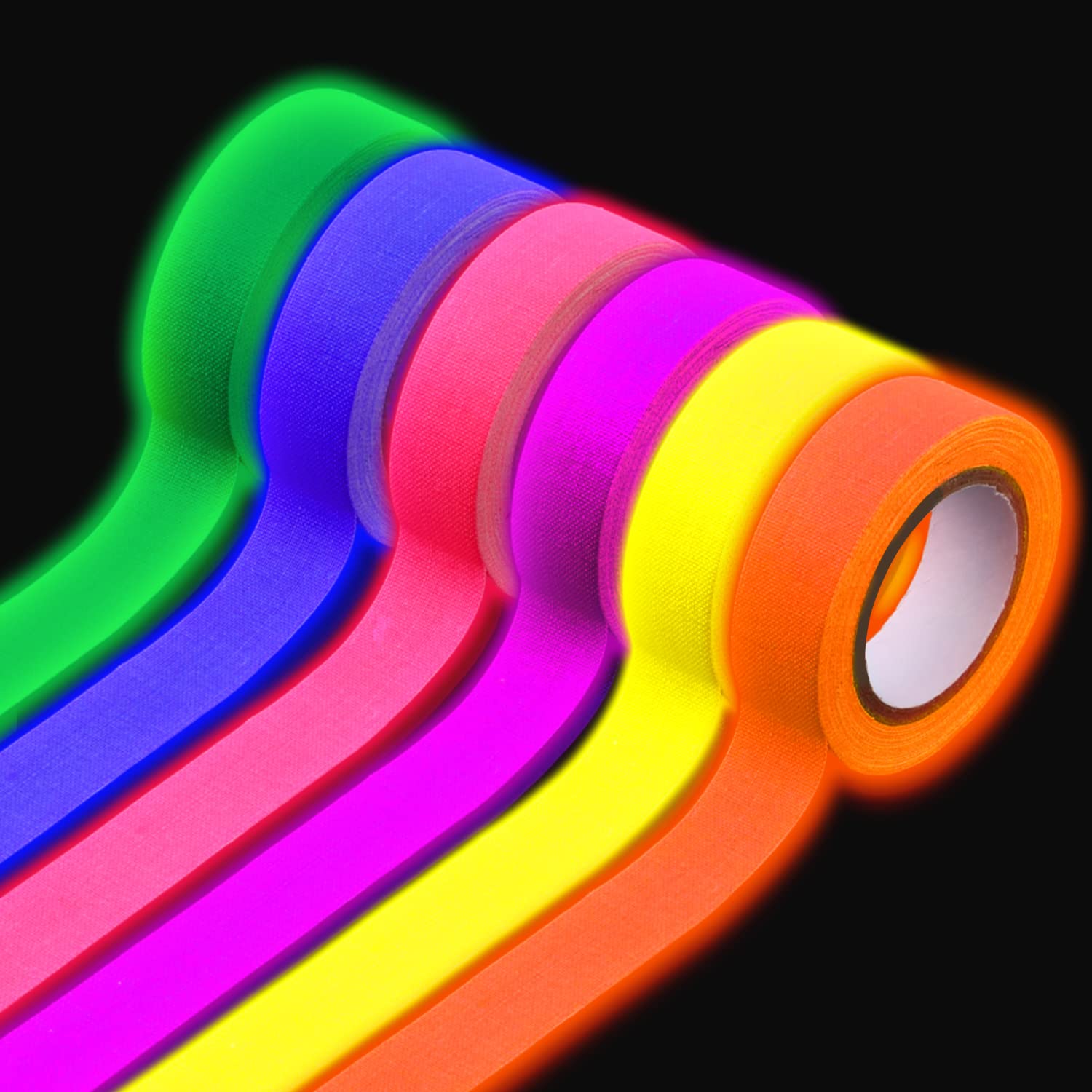 LUTER 6 Rolls Fluorescent Tape - Neon Glow in The Dark Reflective Flagging Tape for Home, Office, Party & Festival Decorations - Perfect for Marking, Safety Signs & Nighttime Visibility