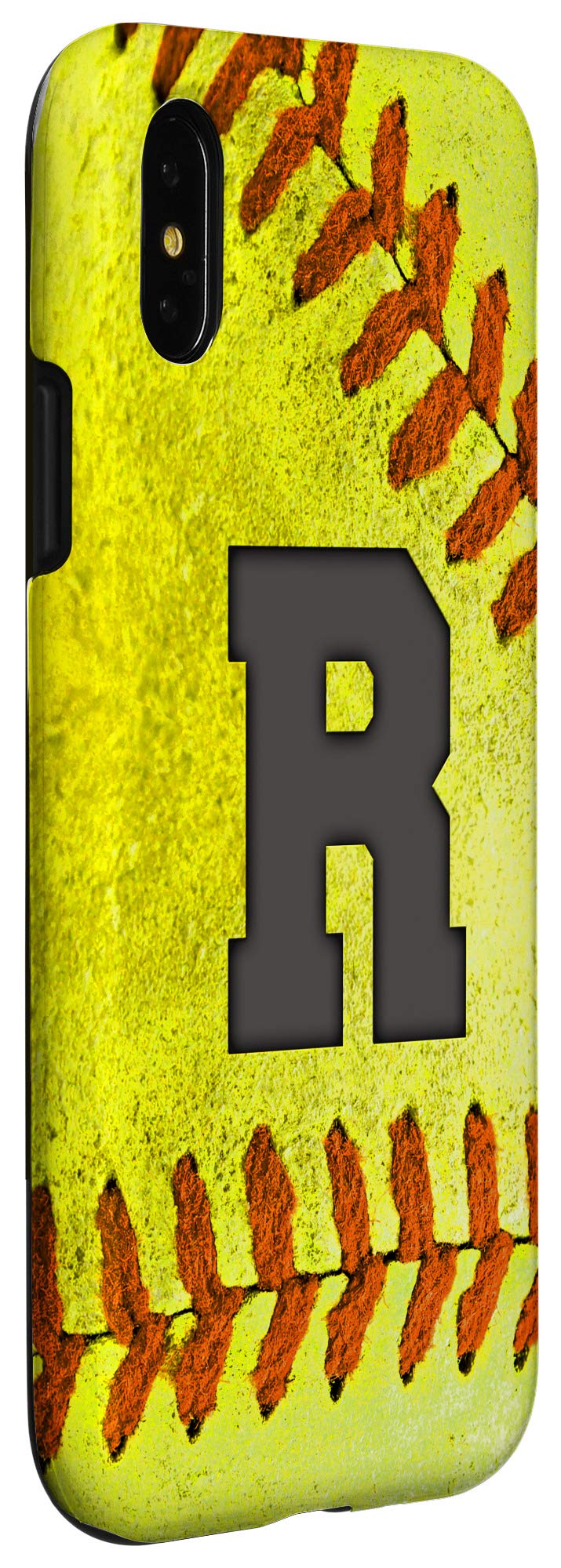 iPhone X/XS Softball Player Name Gift Case - Custom Letter R Design for Baseball & Softball Enthusiasts | Perfect for Games, Practice & Team Gifts