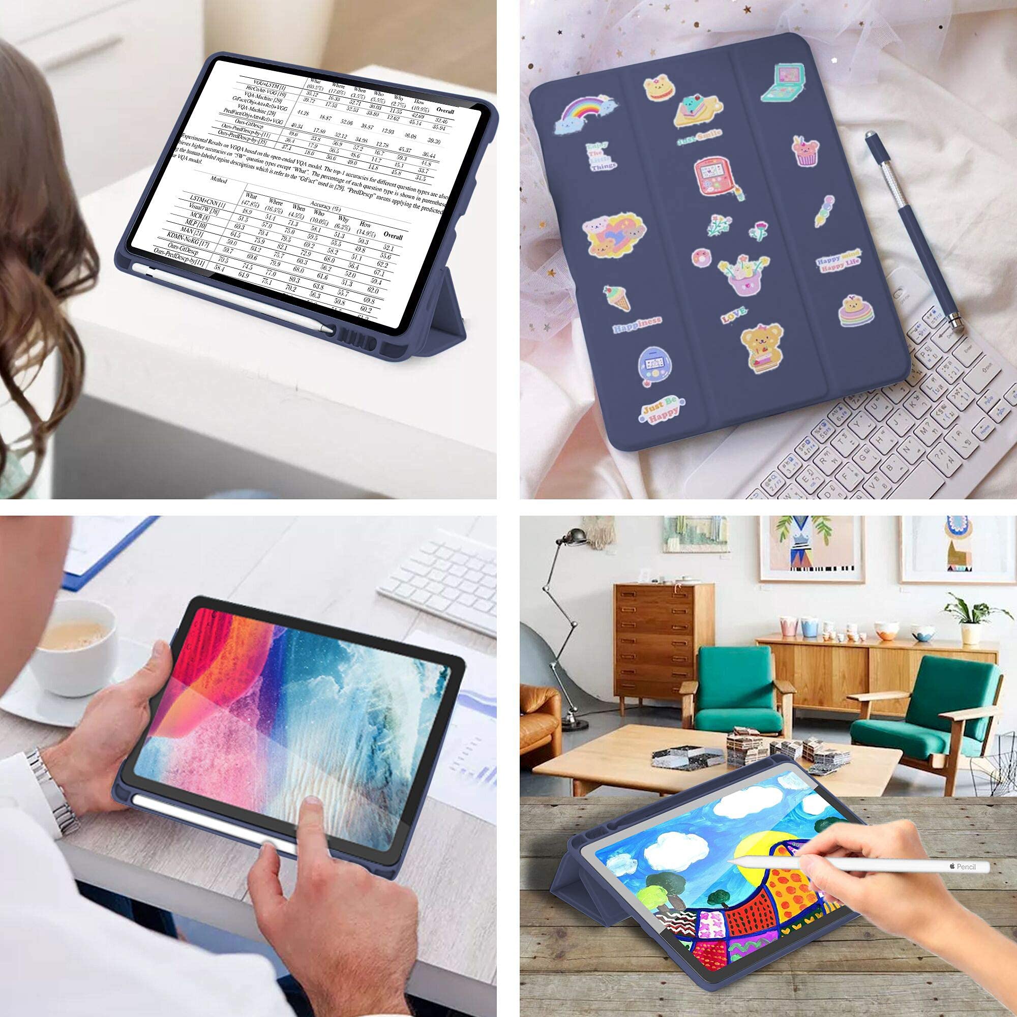 Ultra Slim iPad Air 3 Case (2019) & iPad Pro 10.5 Case (2017) - Soft TPU Back Cover with Pencil Holder & Auto Sleep/Wake | Full Body Protection Smart Case in Navy Blue | Perfect for Work, Travel & Everyday Use